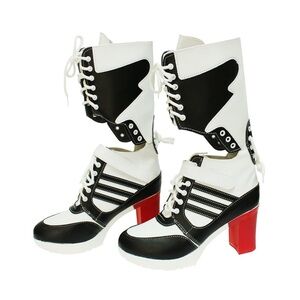 Harley Quinn inspired Women's Boots with Red Heels
